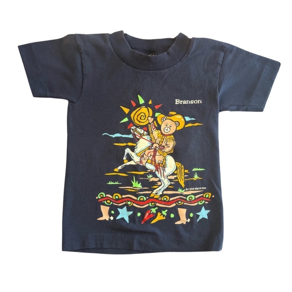 Vintage Kids Branson Teddy Bear Cowboy Single Stitch T-Shirt Size 2-4T
